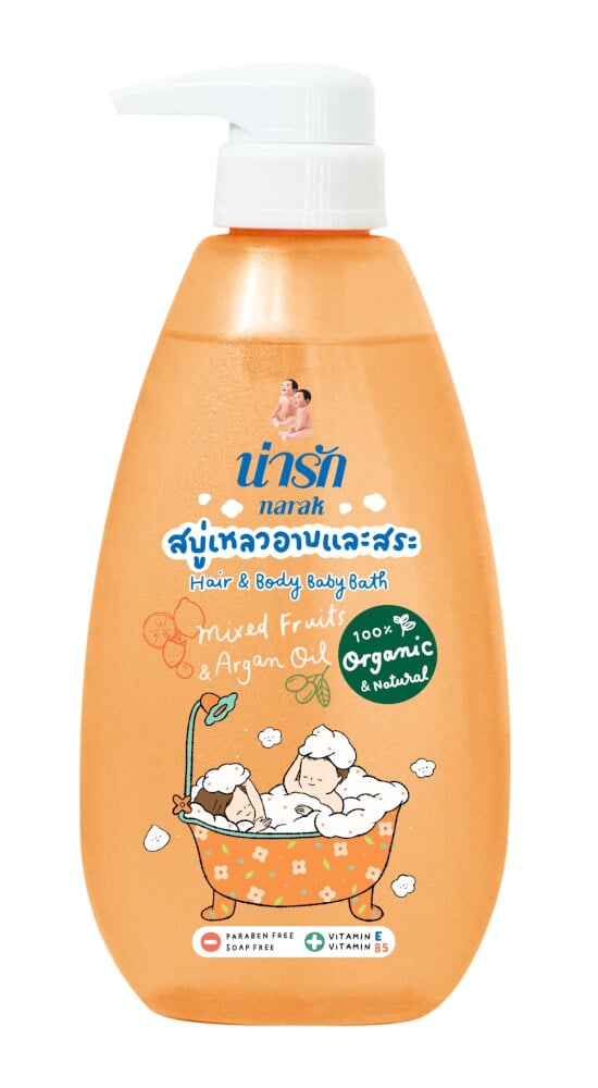 สบู่เหลวอาบและสระออร์แกนิก NARAK ผลไม้รวม& อาร์แกนออยล์ 380 มล.